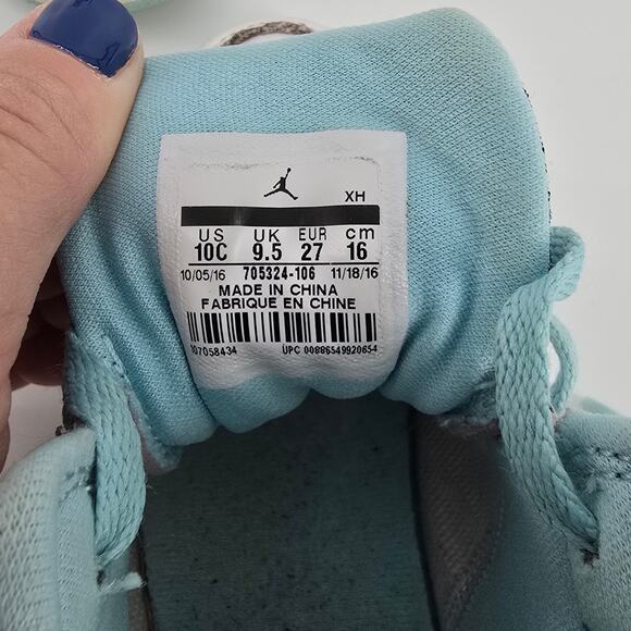 Nike Air Jordan 1 Retro 705324-106 High Top Pearl White Blue Toddler Unisex 10T - Picture 6 of 7